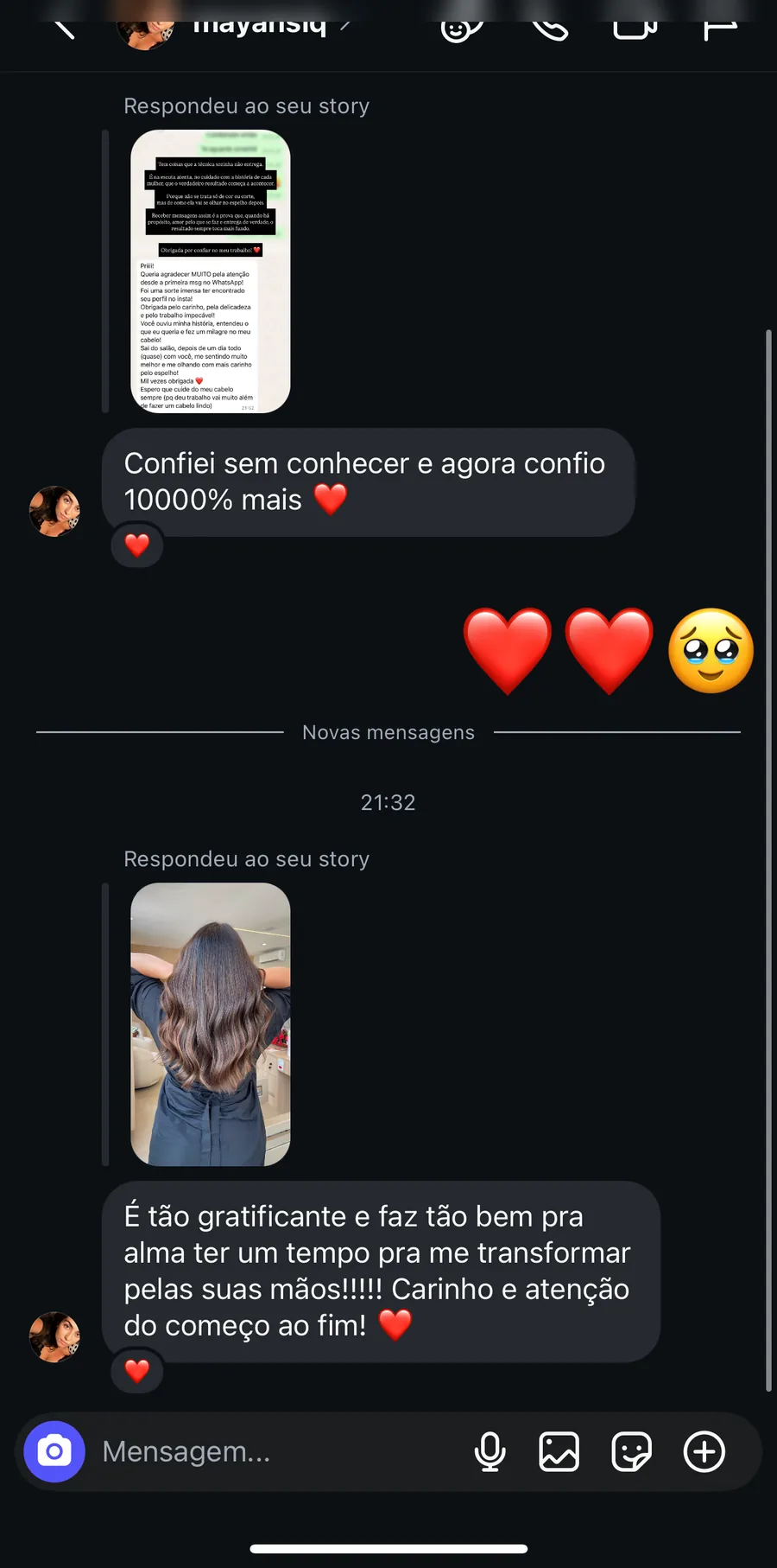 Mensagem: confiei sem conhecer e agora confio ainda mais