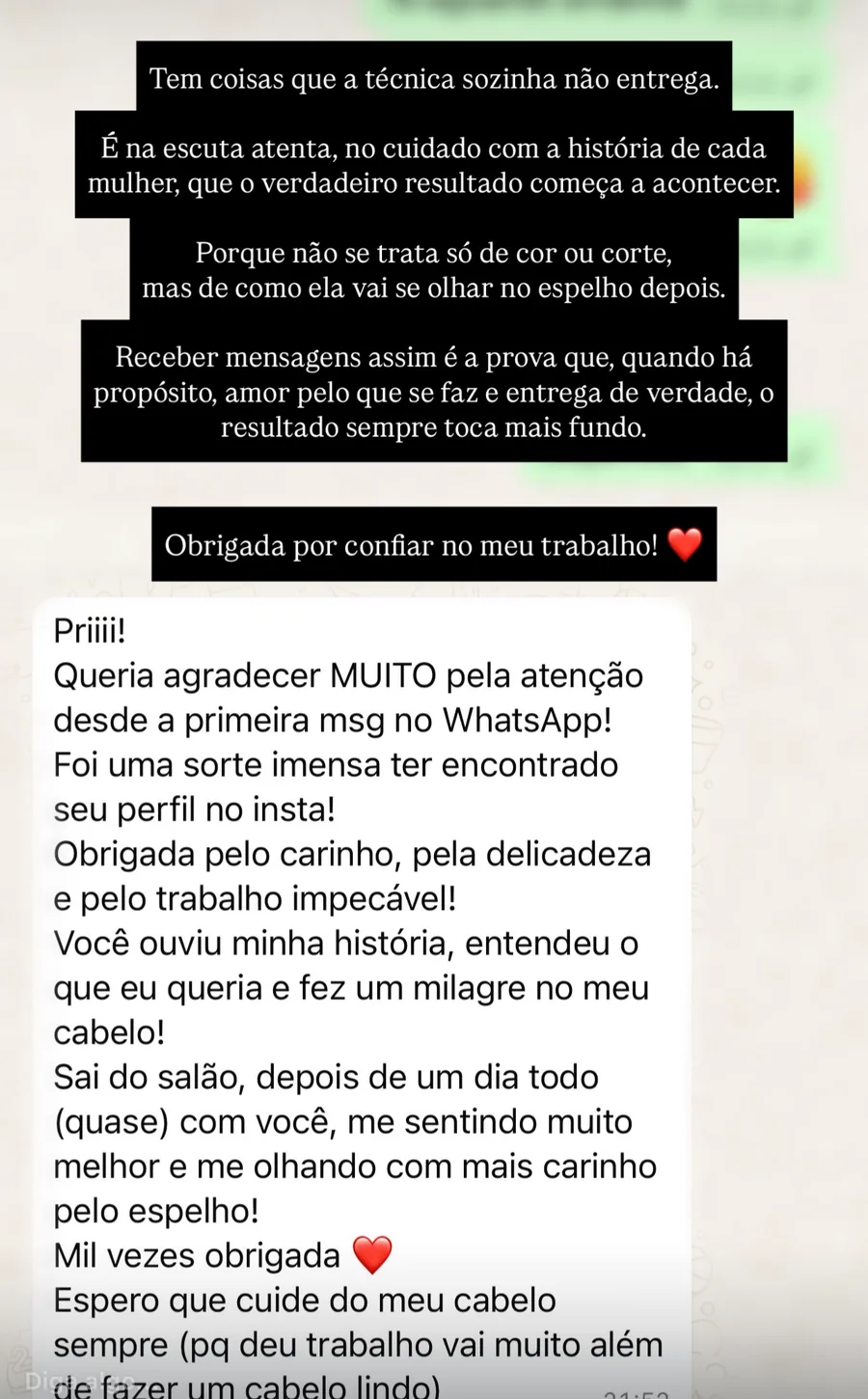 Mensagem: atenção, escuta e resultado no espelho